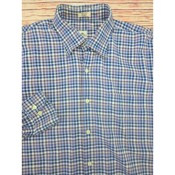 Peter Millar Mens Checkered Cotton Dress Shirt XL - Picture 4 of 7